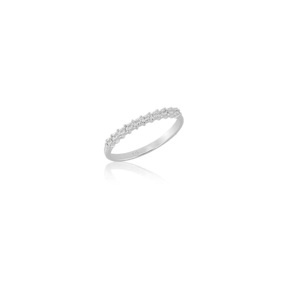 Meia Aliança Elegance Cravejada em Prata 925