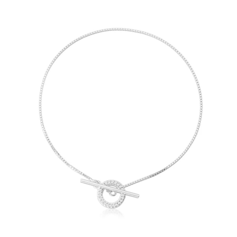Pulseira Pavê Redondo Cristal Regulável em Prata 925