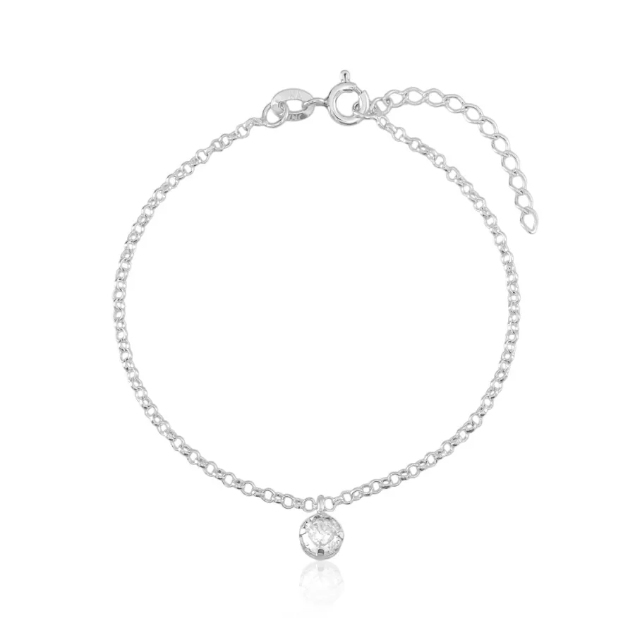 Pulseira Portuguesa Zircônia Redonda em Prata 925