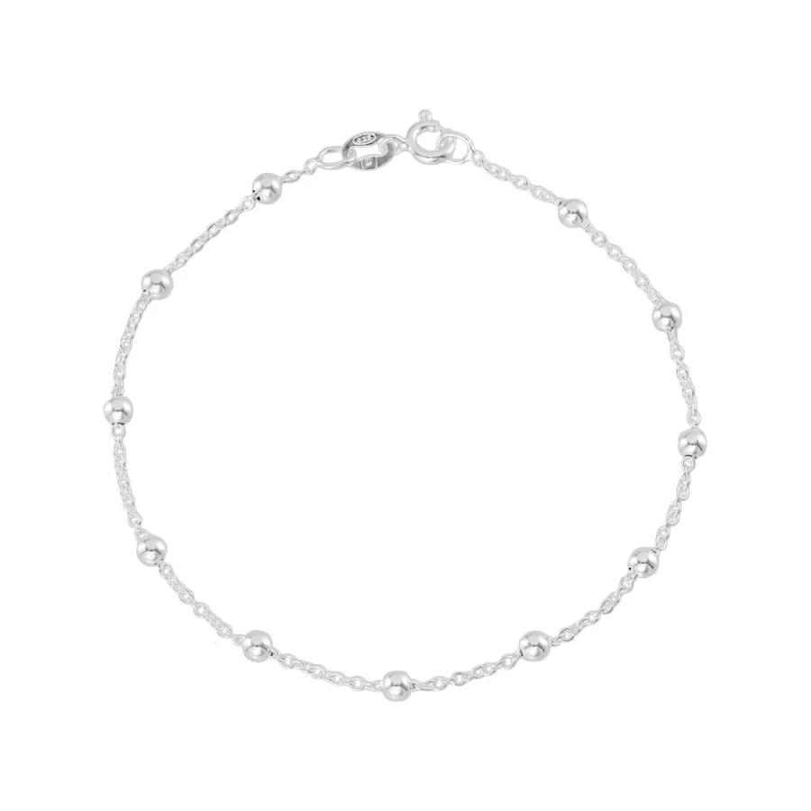 Pulseira Cadeado com Bolinha em Prata 925